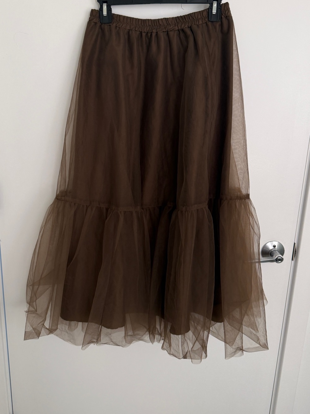 Tiered Brown Maxi Tulle Skirt